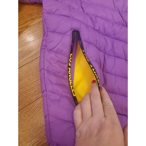 Los Angeles Purple Gold Puffer Jacket Men's Size Large Colorblock NWT - Picture 3 of 11